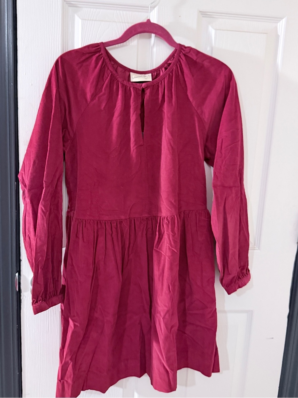 Long Sleeve Burgundy corduroy Dress